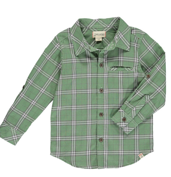 Jasper Green Plaid Boys Long Sleeve Shirt