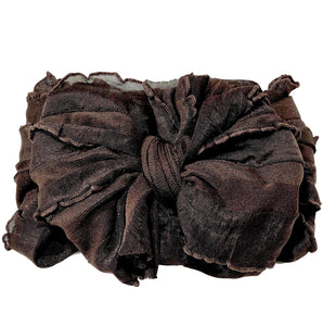 Brown Ruffled Headband Bow