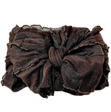 Brown Ruffled Headband Bow