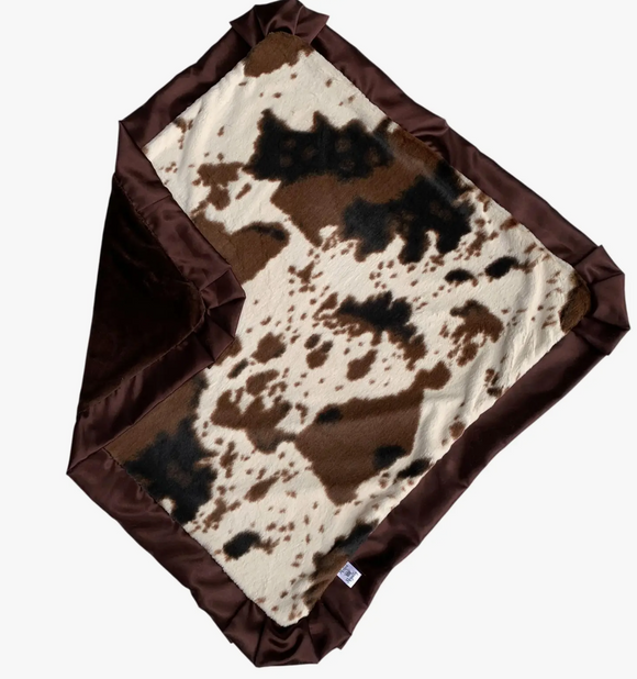 Luxe Giddy Up Cow Print Straight Edge Baby Blanket