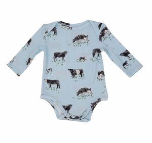 Blue Dairy Cow Bamboo Bodysuit