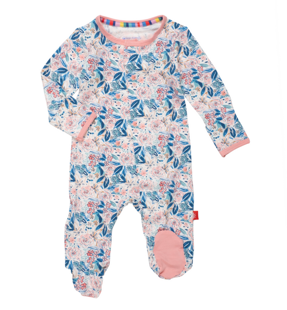 Magnetic Me Once Floral Footed Girls Onesie Modal Bamboo