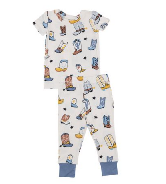 Angel Dear Blue Boots Two Piece Toddler Bamboo Pajamas