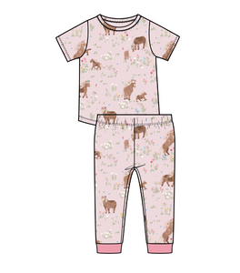 Watercolor Ponies Two Piece Toddler Bamboo Pajamas