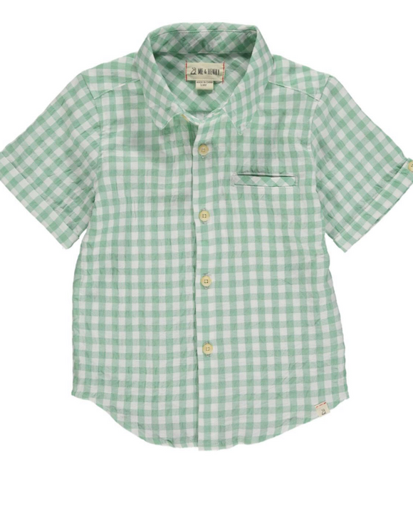 Green Gingham Boys Shirt